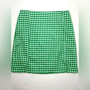 green gingham mini skirt